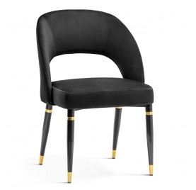 Krzesło DIVA czarny/ noga czarna/ złoty dekor