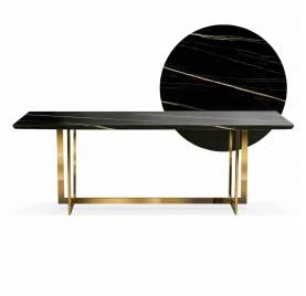 Stół MARBLE czarny marmur noga złota glamour nowoczesny