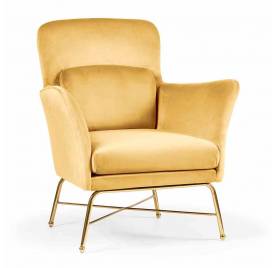 Fotel VERA - żółty / noga złota