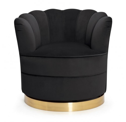 Fotel obrotowy SISIO czarny złota noga velvet aksamit glamour
