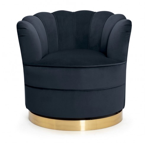 Fotel obrotowy SISIO granatowy złota noga velvet aksamit glamour