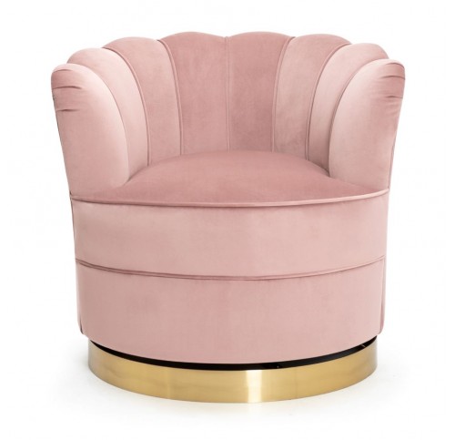 Fotel obrotowy SISIO jasnoróżowy różowy złota noga velvet aksamit glamour